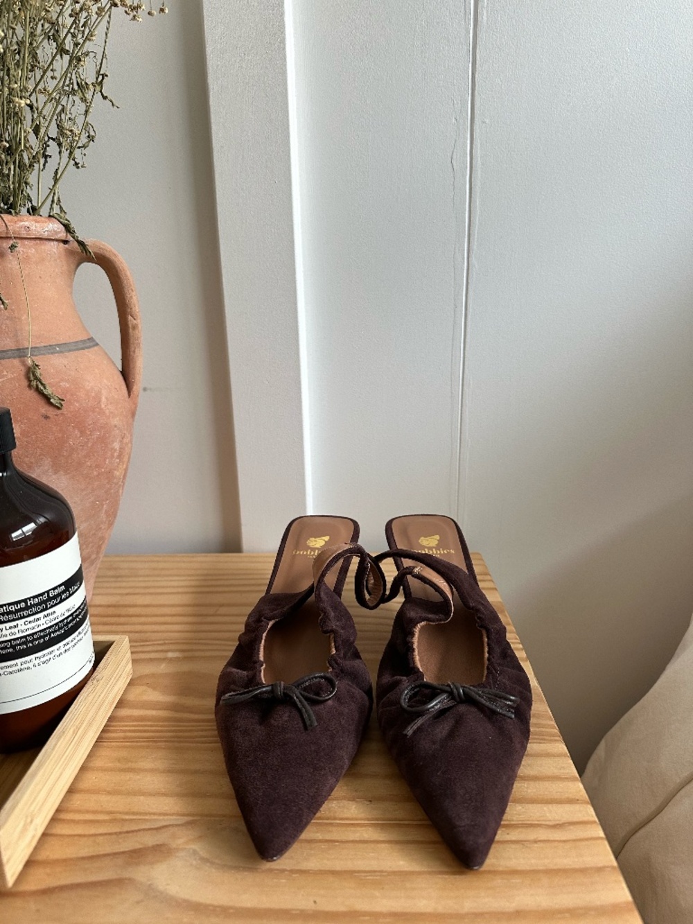 Bobbies brown suede slingbacks